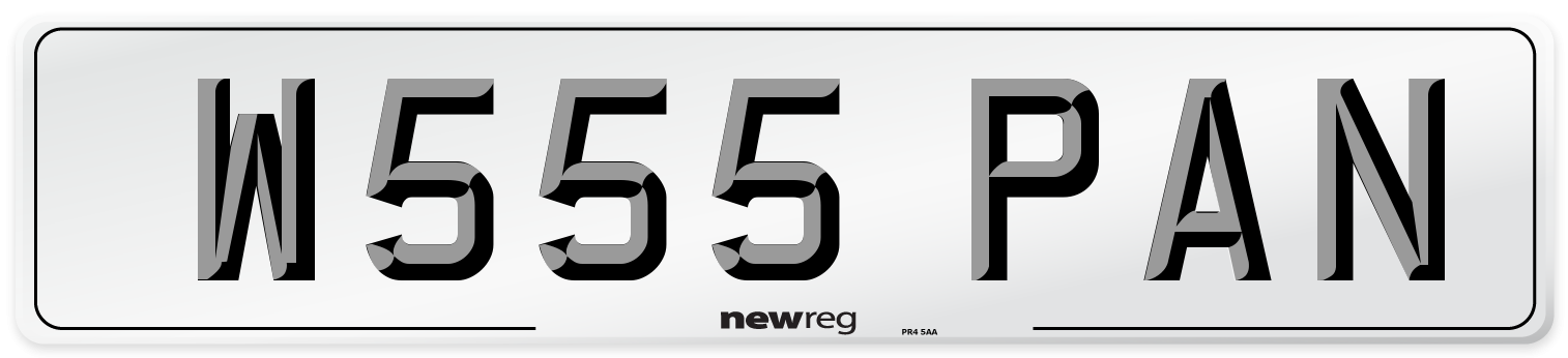 W555 PAN Number Plate from New Reg